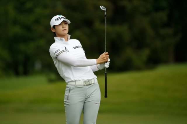 Park Sung-Hyun of South Korea hits from the 17th fairway during the second round of the LP