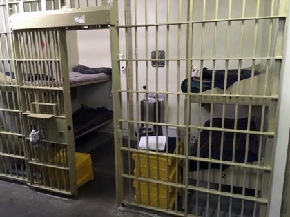 This July 1, 2016 photo shows a jail cell inside the decades-old Crook County Jail in Prineville, Ore. "It's pretty much a dungeon," prisoner Anthony Kinsey, jailed on methamphetamine charges, said over the phone. "There are four people in each cell; it’s real crowded. The toilet is right by your …