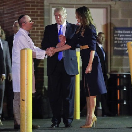 President Donald Trump and first lady Melania Trump with Ira Y. Rabin, MD, left, after vis