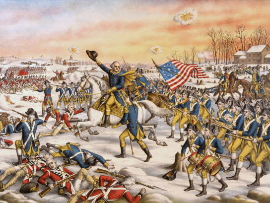 American military commander (and future US President) General George Washington (center) leads the Continental Army in the Battle of Princeton during the American Revolutionary War, Princeton, New Jersey, January 3, 1777. (Photo by Stock Montage/Getty Images)