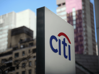 A 'Citi' sign is displayed outside Citigroup Center near Citibank headquarters i