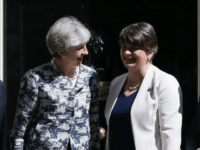 DUP deal Britain's Prime Minister Theresa May (2L) poses for a picture with Democratic Unionist Party (DUP) leader Arlene Foster (2R), DUP Deputy Leader Nigel Dodds (L) and DUP MP Jeffrey Donaldson at 10 Downing Street in central London on June 26, 2017.