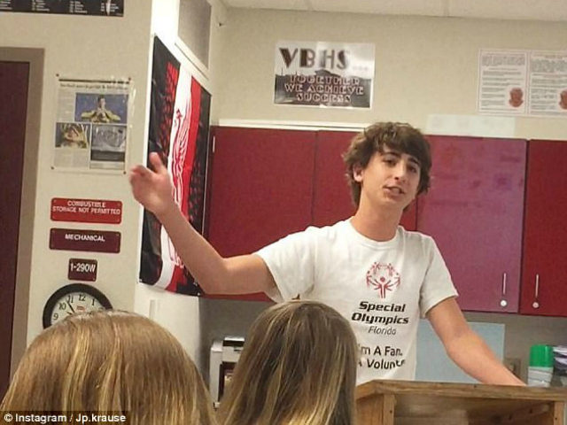 JP Krause of Vero Beach High School in Florida, has been stripped from his post as class p