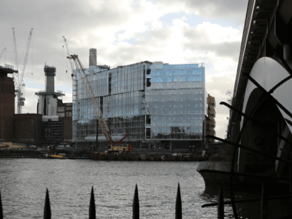 Construction continues around Battersea Power Station near the new U.S. Embassy on January