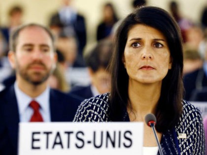 U.S. Ambassador to the United Nations Nikki Haley made a sharp speech at the U.N.’s Human Rights Council Tuesday, calling on the body to fix its “chronic” anti-Israel bias, and calling on Venezuela to step down from the council if it will not end its human rights abuses.