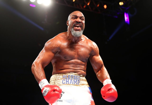 LONDON, ENGLAND - MAY 21: Shannon Briggs celebrates victory over Emilio Ezequiel Zarate d