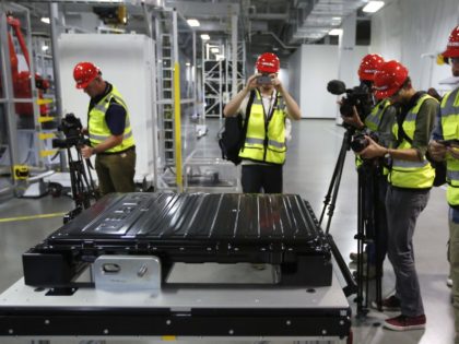 Tesla Gigafactory battery (Rich Pedroncelli / Associated Press)