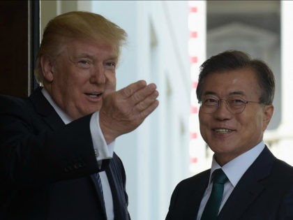 President Donald Trump welcomes South Korean President Moon Jae-in to the White House in Washington, Friday, June 30, 2017. (AP Photo/Susan Walsh)