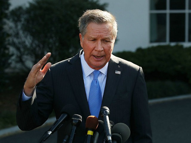 WASHINGTON, DC - FEBRUARY 24: Ohio Governor John Kasich (R-OH), speaks to reporters after