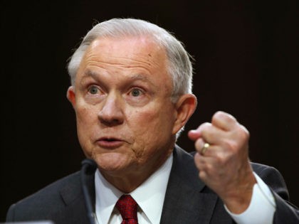 Attorney General Jeff Sessions gestures as he testifies on Capitol Hill in Washington, Tuesday, June 13, 2017, before the Senate Intelligence Committee hearing about his role in the firing of James Comey, his Russian contacts during the campaign and his decision to recuse from an investigation into possible ties between …