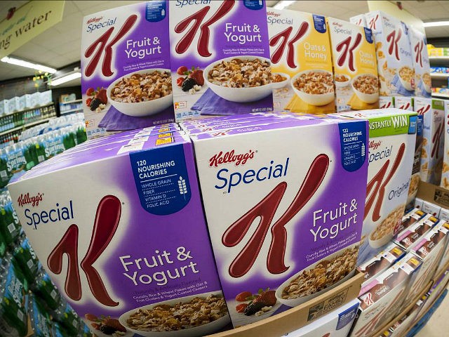 Boxes of Kellogg's Special K breakfast cereal in the grocery department of a store in New