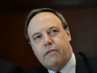 Deputy leader Nigel Dodds addresses the Democratic Unionist Party Spring Conference on March 28, 2015 in Belfast, Northern Ireland.