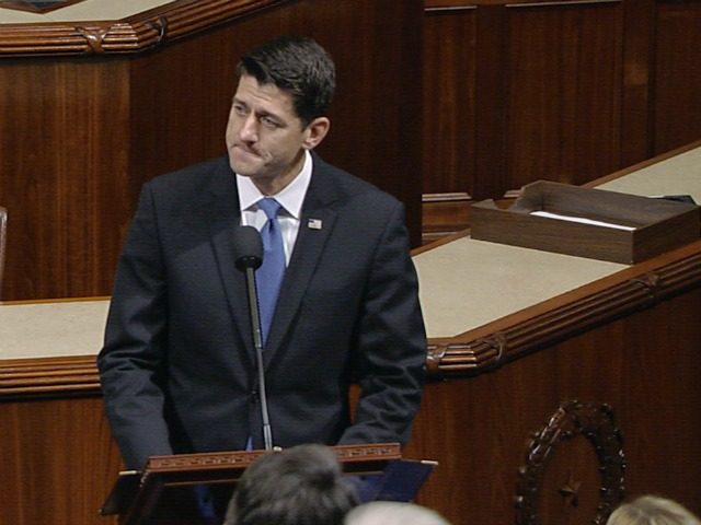 In this image from House Television video, House Speaker Paul Ryan of Wis., pauses as he s