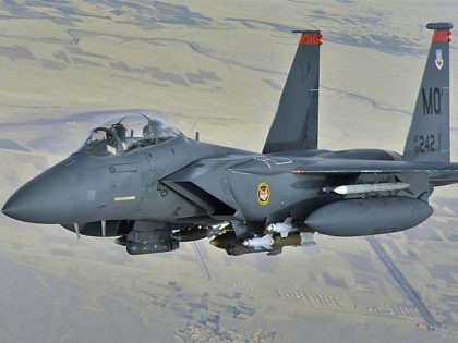 A U.S. Air Force F-15E Strike eagle in-flight over Afghanistan on Oct. 7 2008. (AP Photo/Aaron Allmon)