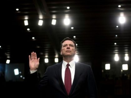 Ousted FBI director James Comey is sworn in during a hearing before the Senate Select Comm