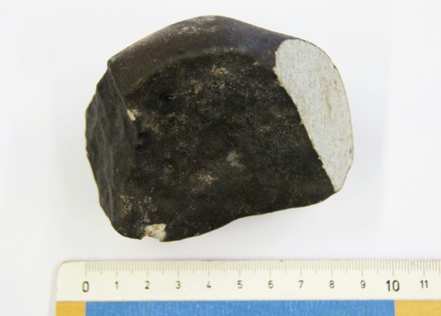 The fist-sized meteorite, weighing about 500 grammes (one pound), crashed through the roof