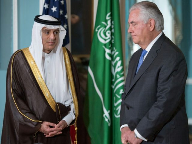 Saudi Foreign Minister Adel al-Jubeir (L), pictured on June 13, 2017 with US Secretary of