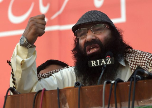 Syed Salahuddin addresses a protest rally against the killings in Indian-administered Kash
