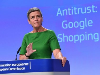 European Commissioner for Competition Margrethe Vestager addresses a press conference on an anti-trust case against US search engine Google at the European Commission in Brussels, on June 27, 2017 © AFP Emmanuel DUNAND
