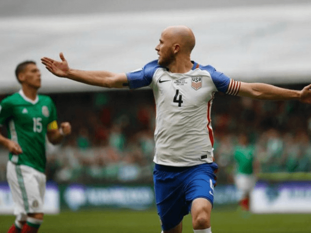 United States' Michael Bradley celebrates after scoring against Mexico during a World