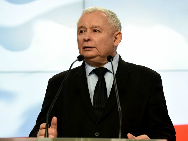 The leader of Poland's governing right-wing Law and Justice (PiS) party Jaroslaw Kaczynski gives a press conference in Warsaw on March 13, 2017. / AFP PHOTO / JANEK SKARZYNSKI (Photo credit should read JANEK SKARZYNSKI/AFP/Getty Images)