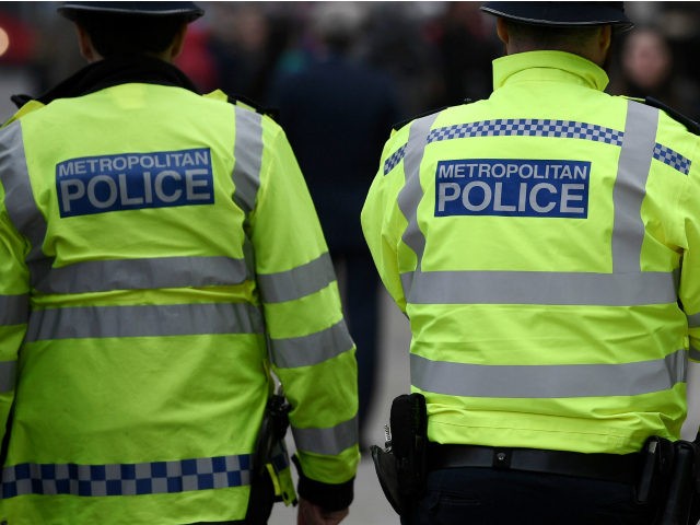 LONDON, ENGLAND - MARCH 24: Police officers patrol Whitehall on March 24, 2017 in London,