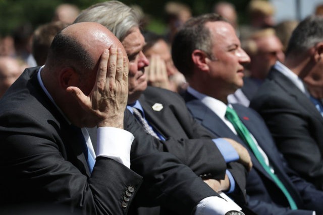 Gary Cohn wipes his brow as President Trump announces the U.S. will exit Paris Climate dea