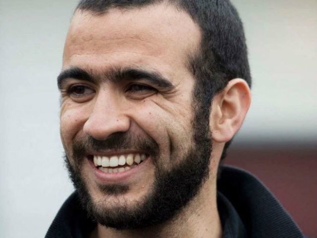 This May 7, 2015, file photo, shows former Guantanamo Bay prisoner Omar Khadr speaking to