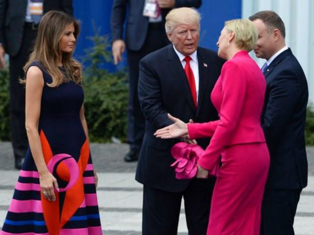 Polish First Lady Trump Handshake AP