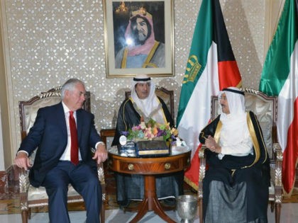 U.S. Secretary of State Rex Tillerson (L) meets with Emir of Kuwait Sabah Al-Ahmad Al-Jabe