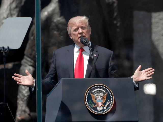 U.S. President Donald Trump delivers a speech in Krasinski Square, in Warsaw, Poland, Thur
