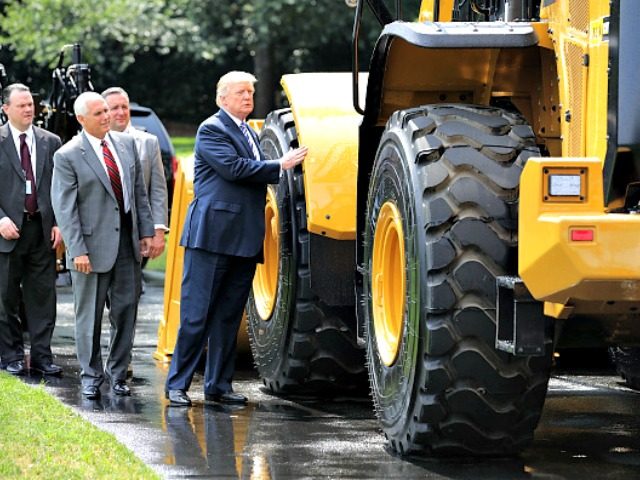 Trump, WH, Caterpiller Tractor Chip SomodevillaGetty