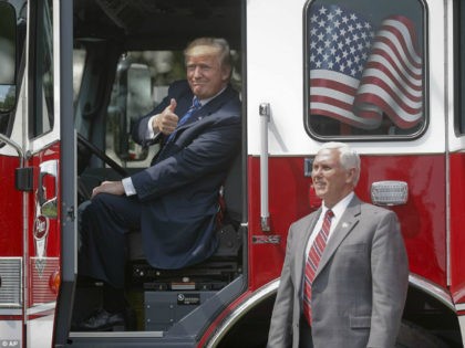 To kick off what the White House is calling "Made in America" week, products made in various U.S. states were displayed at the White House. President Trump had a seat at the wheel of one of those products, a fire truck.