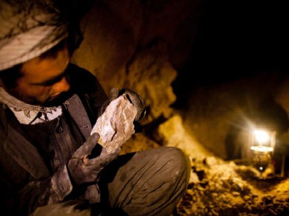 PANJSHIR, AFGHANISTAN - JULY 14: An Afghan miner works in a makeshift emerald mine in The