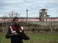Turkey A Turkish Gendarmerie officer stands guard outside the Erdine Prison in Turkey | Yasmin Akgul/AFP via Getty Images