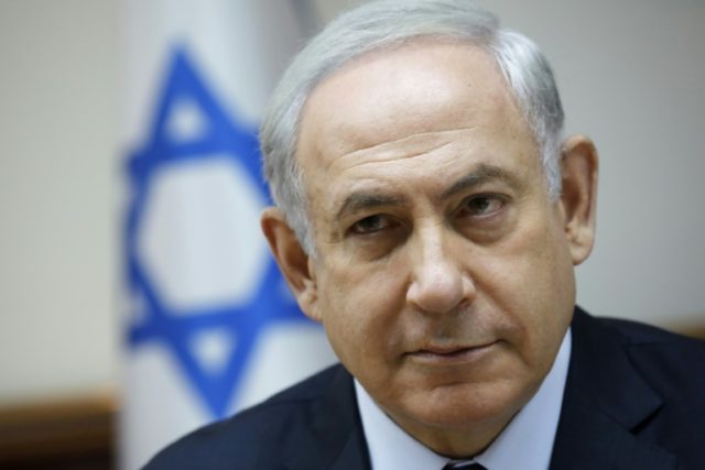 Israeli Prime Minister Benjamin Netanyahu attends the weekly cabinet meeting at his office