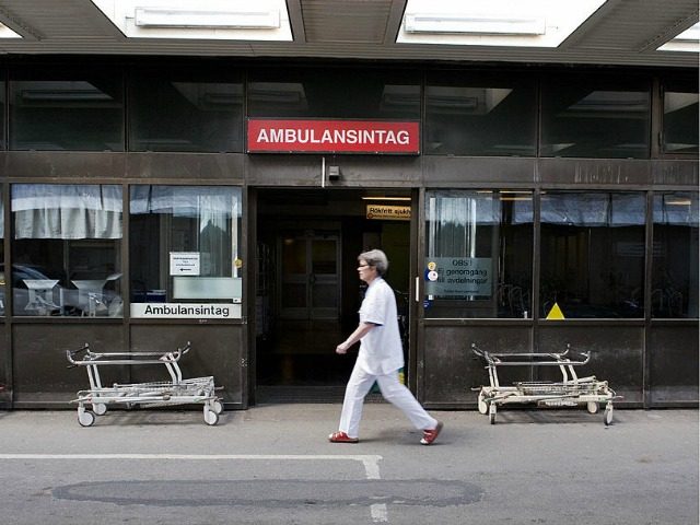 A nurse leaves Oestra Hospital in Gothen