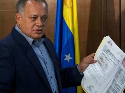 Diosdado Cabello, a prominent politician close to the Venezuelan government, in the general attorney's office in Caracas, Venezuela, 16 August 2017. Cabello handed in documents providing grounds for the opening of an investigation of a number of judicial officers. Cabello also argued for an investigation of the parliamentarian Ferrer, the …