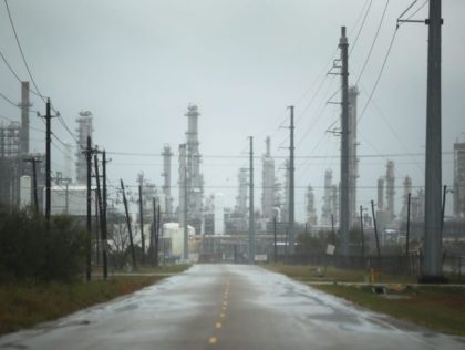 CORPUS CHRISTI, TX - AUGUST 25: An oil refinery is seen before the arrival of Hurricane H