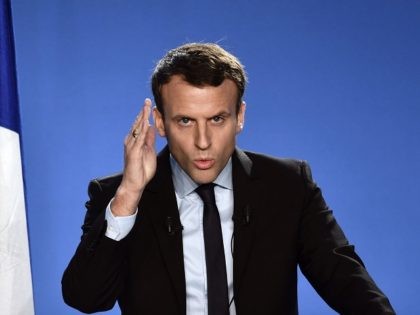 TOPSHOT - Former French Economy Minister Emmanuel Macron delivers a speech during a press conference to announce his candidacy for next year's presidential election on November 16, 2016 in Bobigny, near Paris. / AFP / PHILIPPE LOPEZ (Photo credit should read PHILIPPE LOPEZ/AFP/Getty Images)