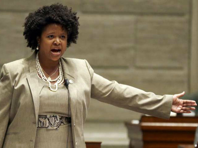 FILE - In this Sept. 10, 2014, file photo, Missouri state Sen. Maria Chappelle-Nadal speaks on the Senate floor in Jefferson City, Mo. Chappelle-Nadal says she posted and then deleted a comment on Facebook that said she hoped for President Donald Trump's assassination. The Democratic Senator says she didn't mean …