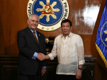 When Duterte welcomed Tillerson to his palace on Monday the pair ignored reporters' questions about human rights, and afterwards the Philippine leader insisted the topic had not come up at the talks