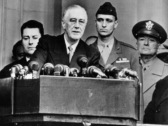 President Franklin D. Roosevelt speaks at his Inauguration for the 4th time January 20, 1945 in Washington D.C. (Photo by National Archive/Getty Images)