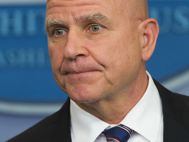 US National Security Adviser H. R. McMaster speaks during a briefing in the Brady Press Br