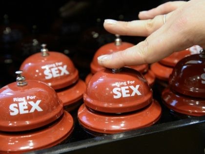 A picture taken on August 2, 2013 in a sex toy shop in Paris shows rings. AFP PHOTO BERTRAND GUAY (Photo credit should read BERTRAND GUAY/AFP/Getty Images)