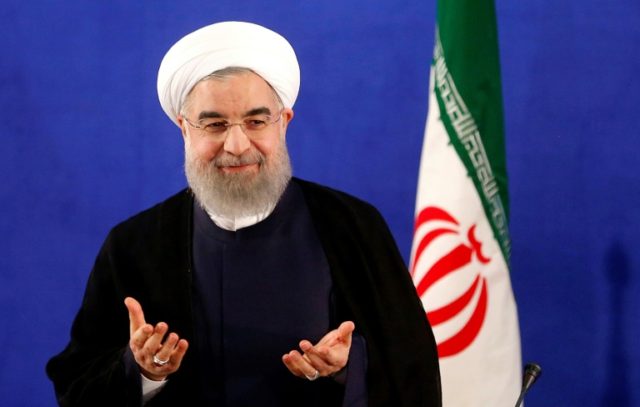 Iranian President Hassan Rouhani holds a press conference on May 22, 2017