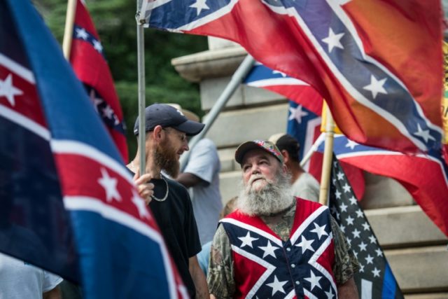 Pro-Confederate flag demonstrators held a protest outside the South Carolina state house i