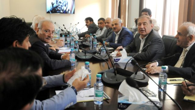 Members of the Syrian High Negotiations Committee and the Cairo and Moscow groups meeting