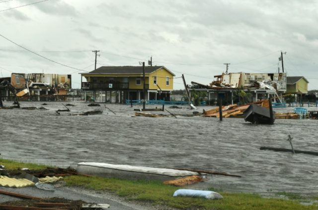 Flooded houses in Rockport, Texas