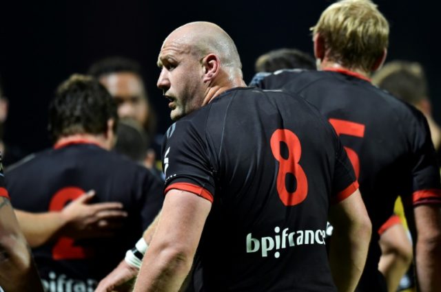 Lyon's No 8 Carl Fearns (C), seen during a French Top 14 rugby union match against Atlanti